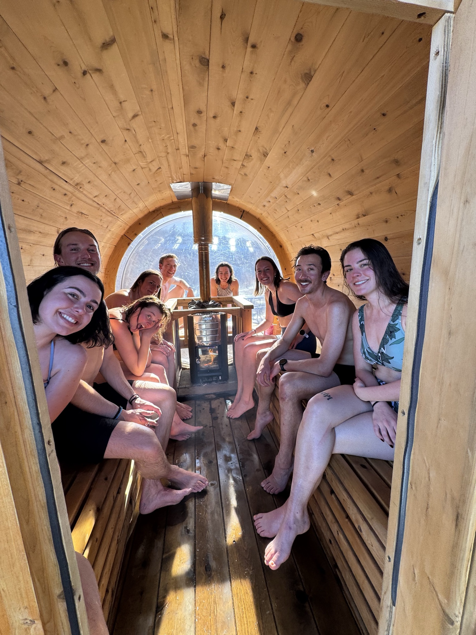 Ember & Ice mobile pop-up sauna trailer set up outdoors